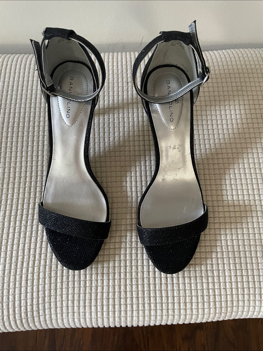 Bandolino Black Ankle-Strap Evening Heels Size 7.5 Special occasion